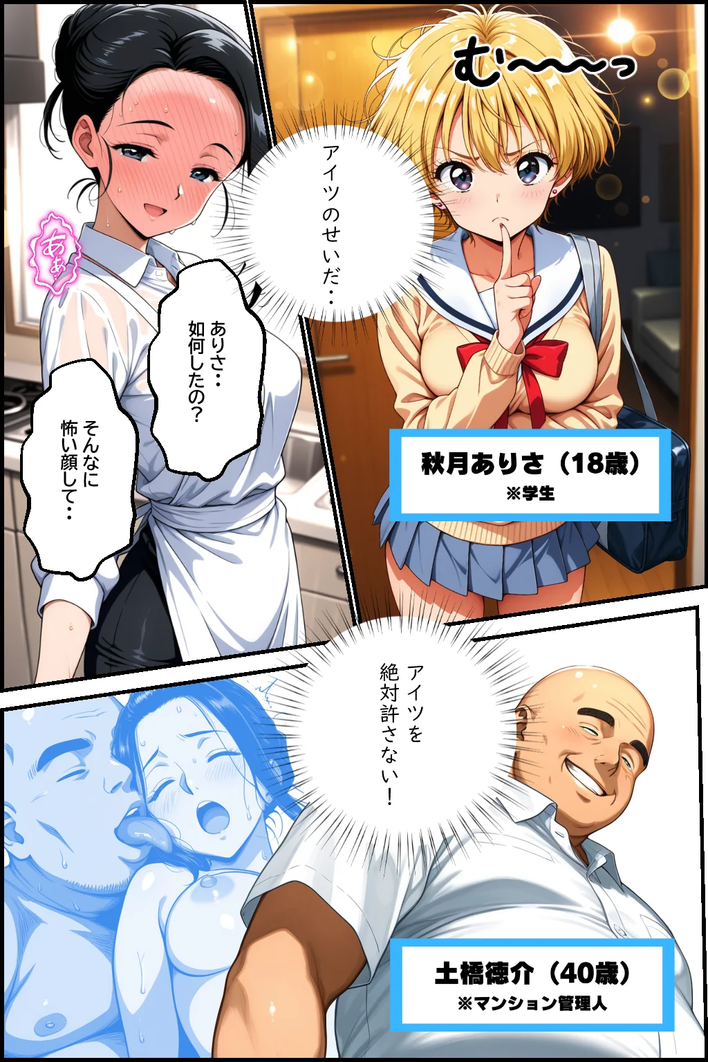 母娘娯楽2〜管理人の罠に堕ちた母娘〜  ありさ（娘）の章（後編） NTR・寝取られ・お母さん・フェラ サンプル6ページ目(ピンク堂書店)