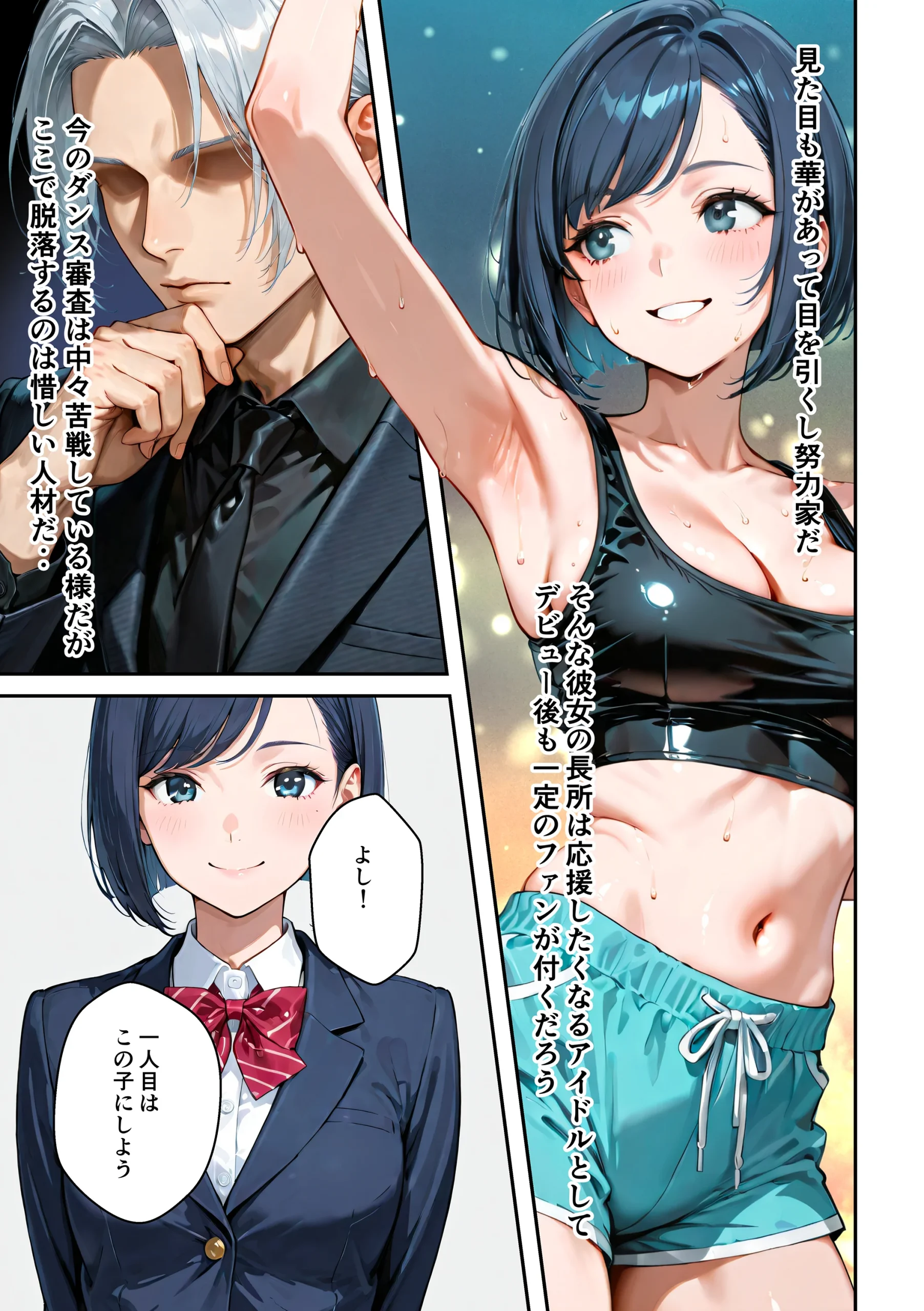 アイドルの卵 -アイドルの卵達がオーディション中に敏腕プロデューサーからセックスで指導を受ける話- 3P・4P・アイドル・おもちゃ サンプル4ページ目(うさぎアトリエ)