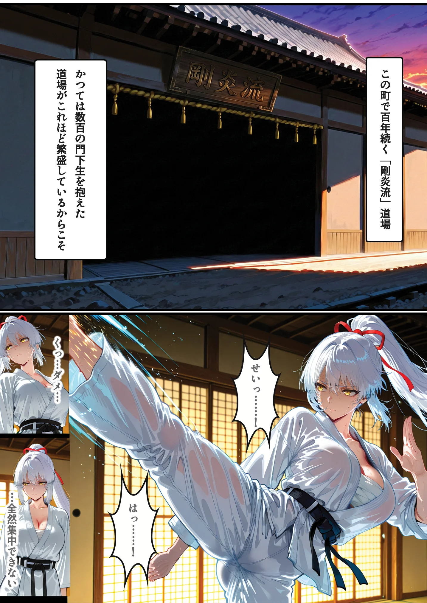 同人エロ漫画 【家系侵蝕】特濃種付けに堕ちた道場人妻 サンプル2ページ目