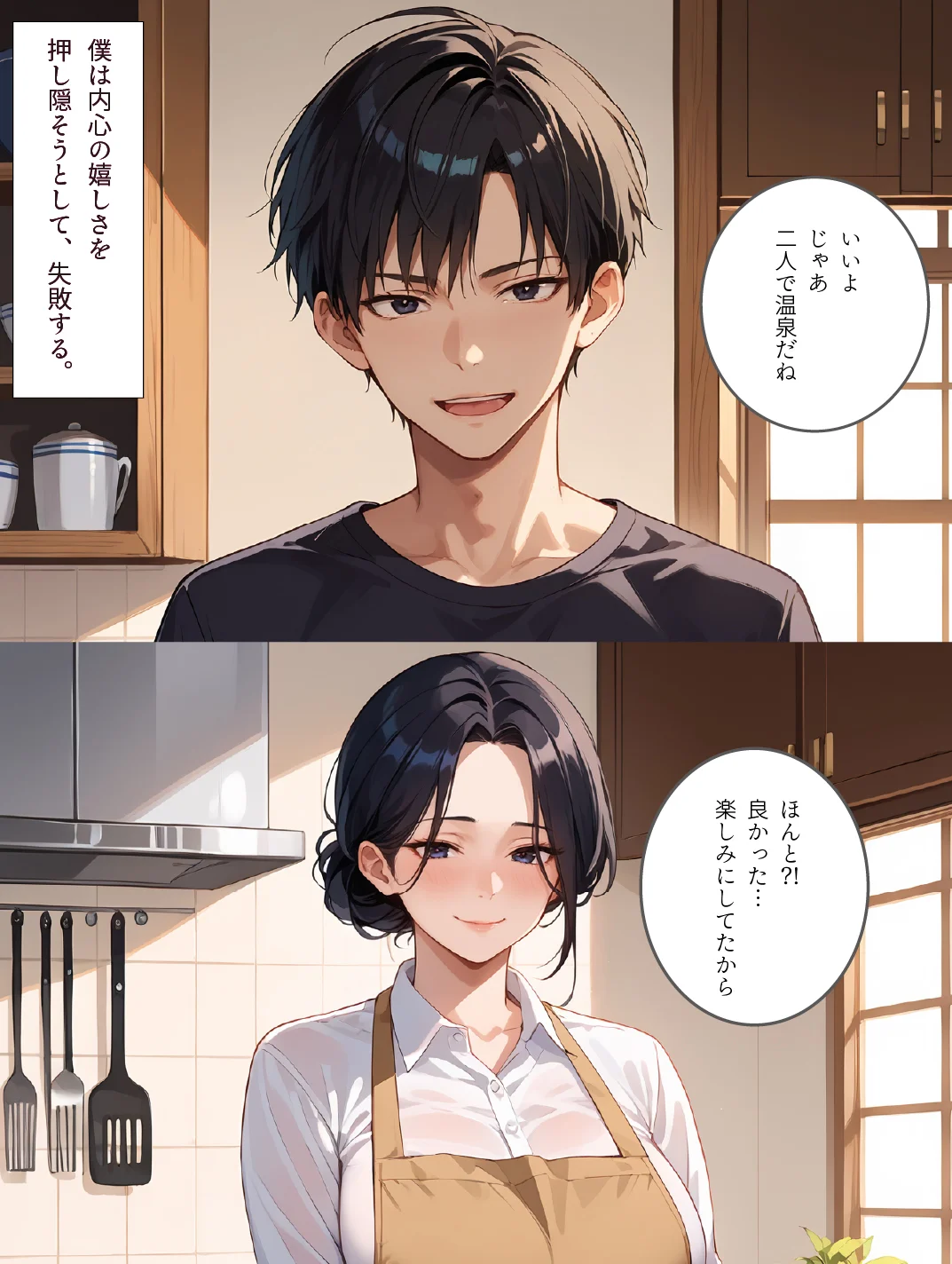 母と露天風呂付き客室のある温泉宿に行った話 1＋2お得セット「母さんとイチャラブ子作り孕ませ生活」 お母さん・パイズリ・フェラ サンプル18ページ目(影愛産業)