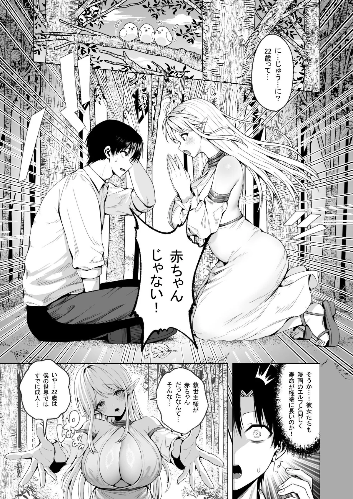 種馬（救世主）として召喚された異世界でエルフママに甘やかされながらヤリまくる 無料試し読み12ページ目（ハウメニードリームズ出版 / 旅口工路）